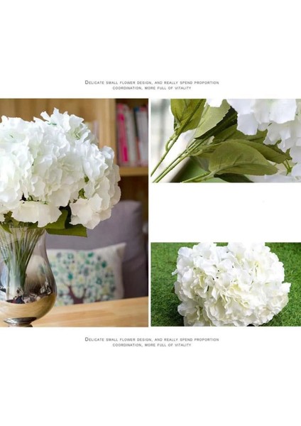 Yapay 5 Dallı Ortanca Demeti 50 cm Beyaz