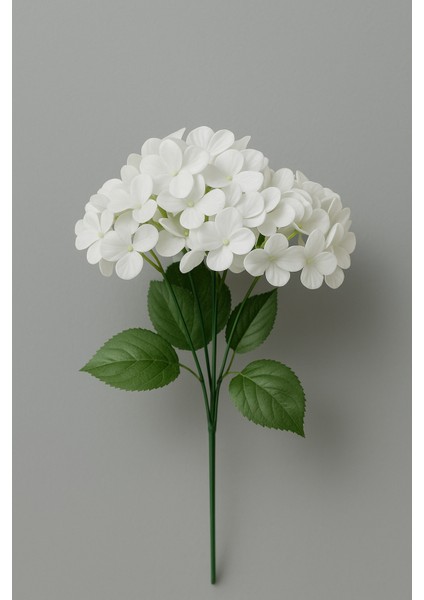 Yapay Lüx 5 Dallı Islak Ortanca Demeti 45 cm Beyaz