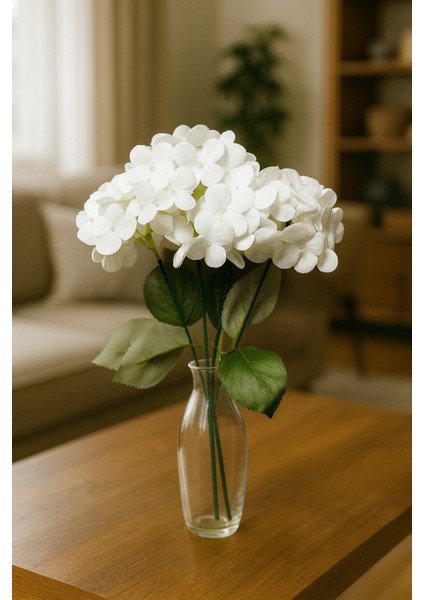 Yapay Lüx 5 Dallı Islak Ortanca Demeti 45 cm Beyaz fiyatları