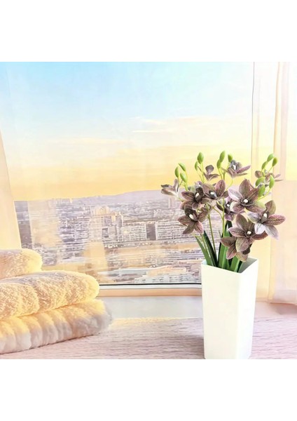 Yapay Çiçek Islak Dokulu Orkide 3 Dal 45 cm Kahve fırsatları