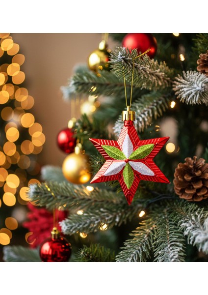 Yılbaşı Yıldız Şeklinde Ağaç Süsü – 5 Adet