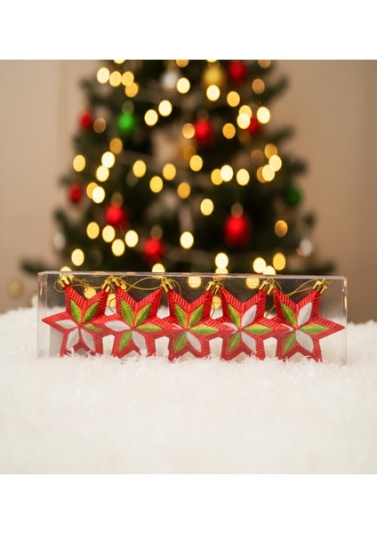 Yılbaşı Yıldız Şeklinde Ağaç Süsü – 5 Adet fiyatları