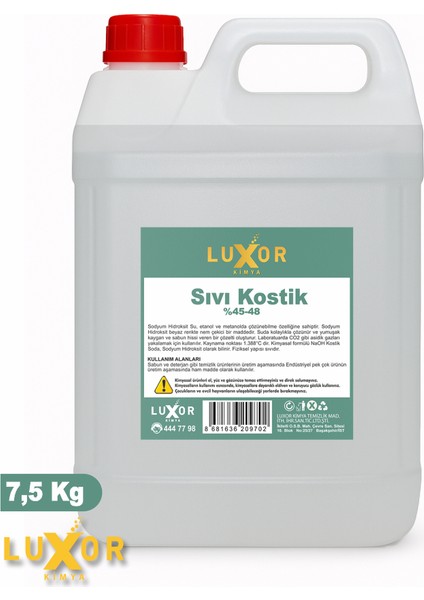 %45-48 Sıvı Kostik 7.5 kg Güçlü Yağ ve Kir Çözücü Endüstriyel Temizlik için