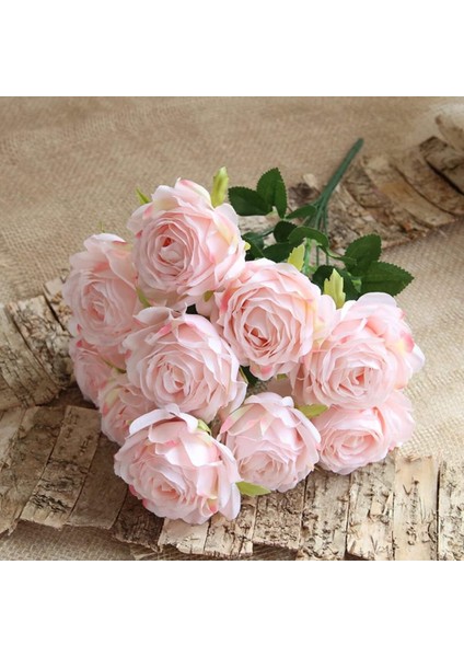 Yapay Çiçek 7 Gül Büyük Boy Demet 40CM Pembe