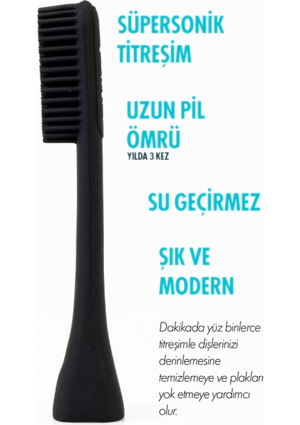 Nylon & Silicone Head 4 Şarjlı Diş Fırçası Başlığı Black fiyatları