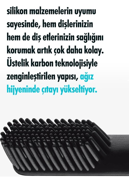 Nylon & Silicone Head 4 Şarjlı Diş Fırçası Başlığı Black