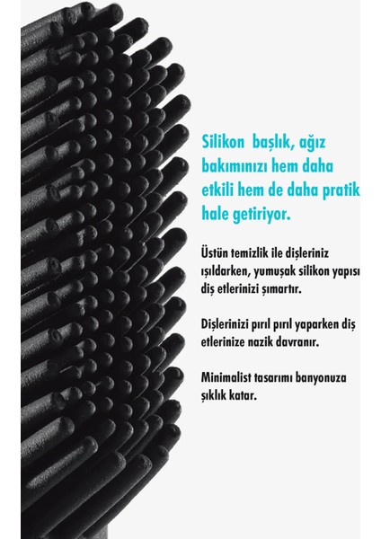 Nylon & Silicone Head 4 Şarjlı Diş Fırçası Başlığı Black