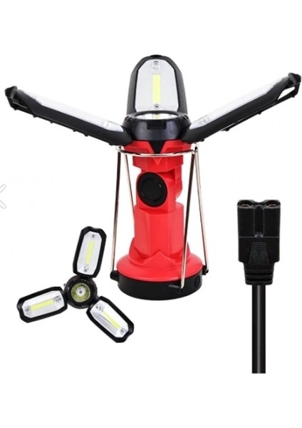 P-8801 Şarjlı Katlanabilir 3xcob Led+ 3W LED Çok Fonksiyonlu Kamp Feneri