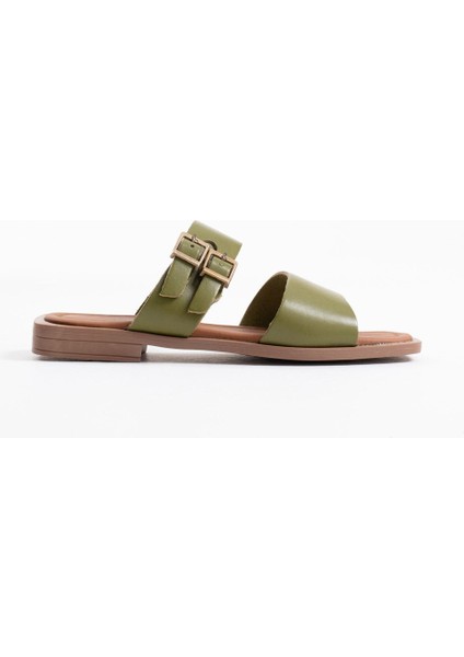 The Kethen Alessi Haki Yeşili Hakiki Deri Terlik
