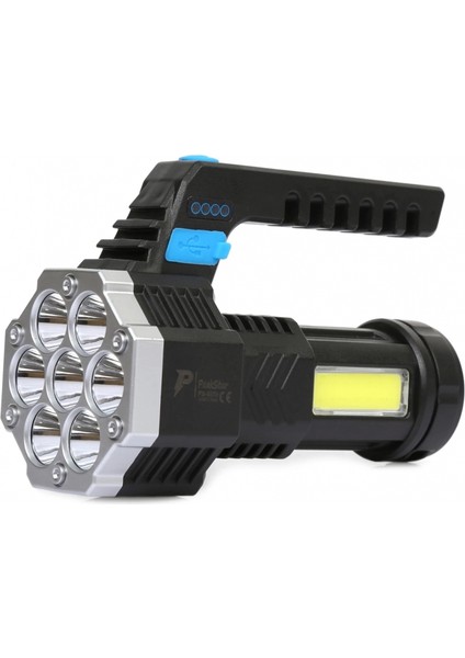 PS-3879 USB Şarj Göstergeli Şarj Edilebilir 7*xpe +Cob LED El Feneri
