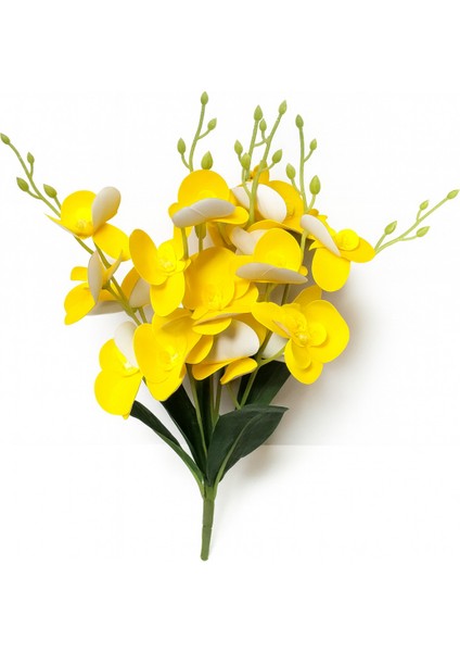 Yapay Çiçek Islak Orkide Demet 5 Dal 40 cm Sarı