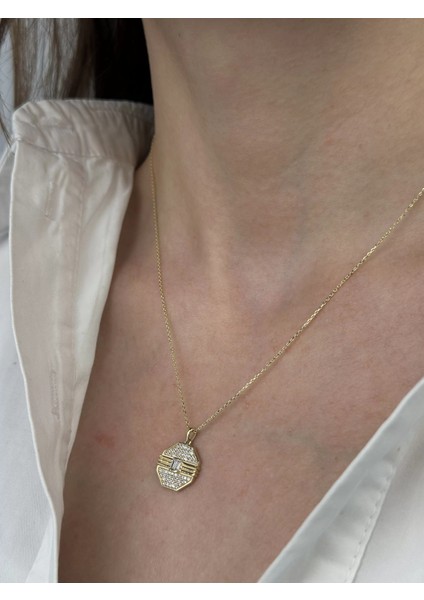 14 Ayar Altın Taşlı Kolye 657