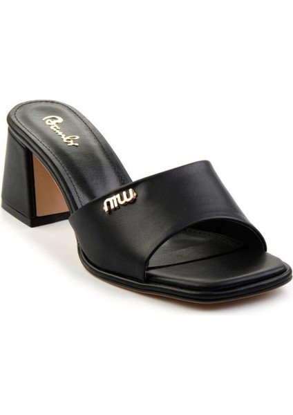 Miyon Siyah Cilt Topuklu Terlik