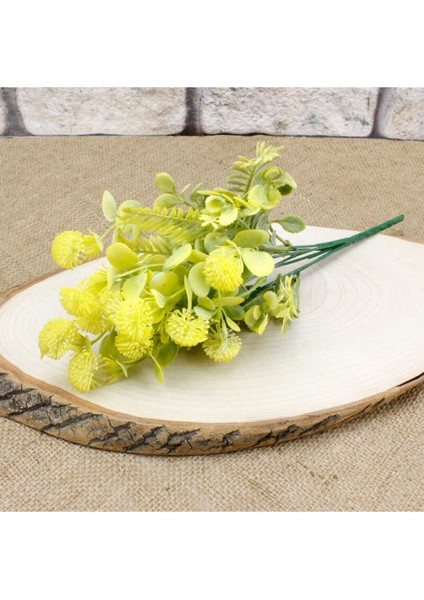 Yapay Kar Topu Aradal Demet Sarı Yeşillik 7 Dal 35 cm