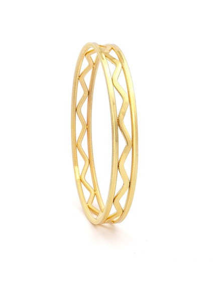 altın kaplama oluklu ve zigzag ajda bilezik blz-3126