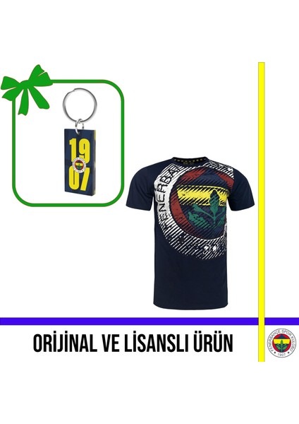 Lisanslı 6 Renk Logolu Lacivert T-Shirt ve Sarı-Lacivert 1907 Yazılı Anahtarlık