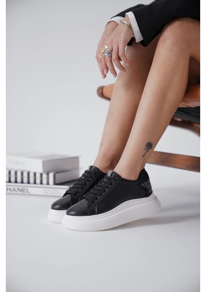 Grace Arkası Taşlı Siyah Kadın Sneaker