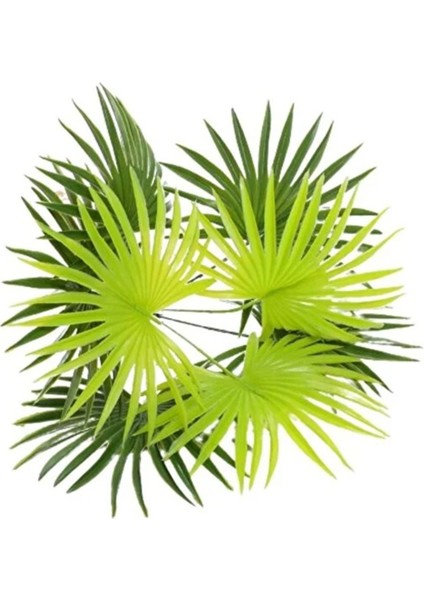 Yapay Çiçek Yelpaze Palmiye Tozlu 21 Yapraklı 7dal Demet 50*40CM Salon Çiçeği Yapay Bitki