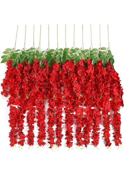 Yapay Sarkan Akasya Çiçeği 100 cm Kırmızı 12 Li Paket Akasya 12Lİ