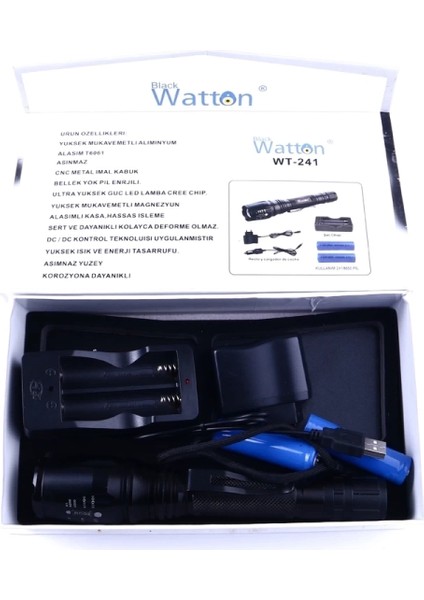 Profesyonel Tx6 Şarjlı Zoomlu El Feneri WT-241 indirimleri