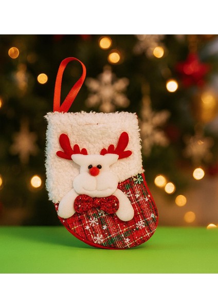 Yılbaşı Desenli Orta Boy Çorap Yılbaşı Süsü modelleri