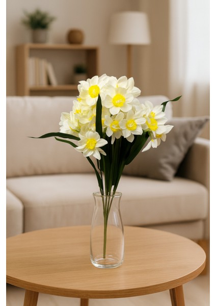 Yapay Çiçek Nergis Demeti 5 Dal 50 cm Beyaz modelleri