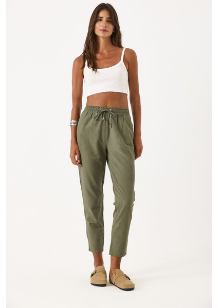 Alian Beli Lastikli Armürlü Beach Pantolon-Haki fiyatları