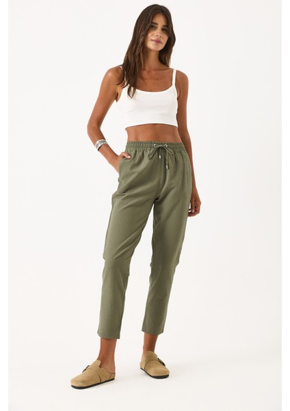 Alian Beli Lastikli Armürlü Beach Pantolon-Haki modelleri