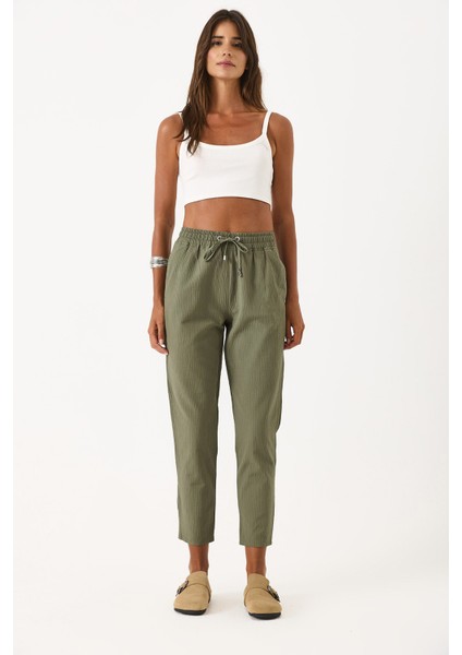 Alian Beli Lastikli Armürlü Beach Pantolon-Haki fırsatları