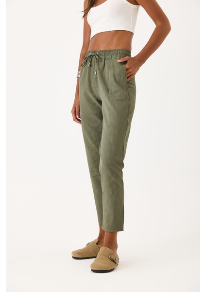 Alian Beli Lastikli Armürlü Beach Pantolon-Haki indirimleri