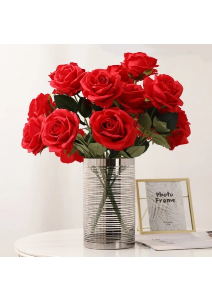Yapay 10LU Lüx Iri Gül Demeti Kırmızı fiyatları