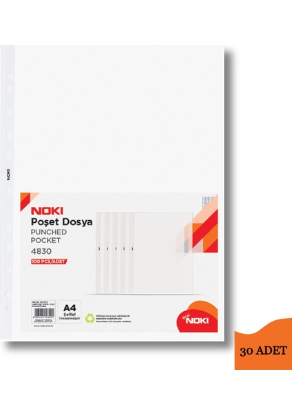 Poşet Dosya Eco A4 100 lü 30 Paket (1 KOLİ)