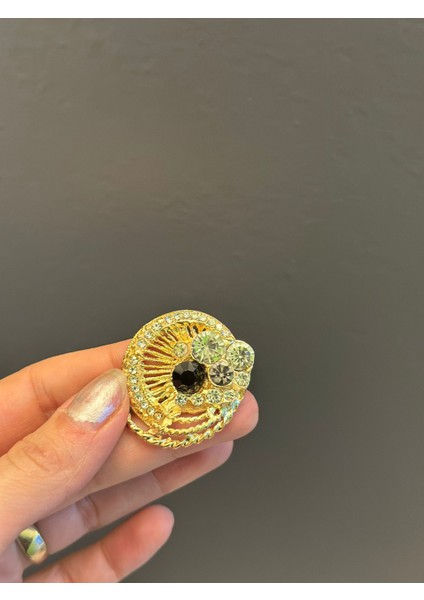 Zirkon Taş Işleme Broş Yaka Iğnesi Giyim Aksesuarı 4x3 cm