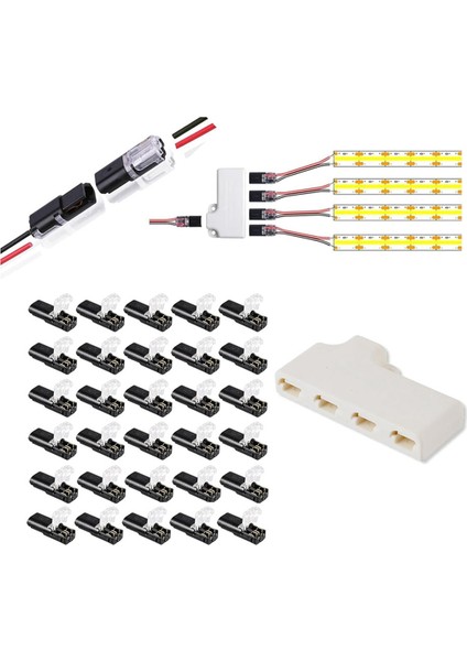 30 Pack Çift - Tel Eklenti Konnektörü, Takılabilir 2/3/4 Pin 4 Yolu LED Tel Konektörleri Düşük Voltajlı Tel Konektörler (Yurt Dışından)