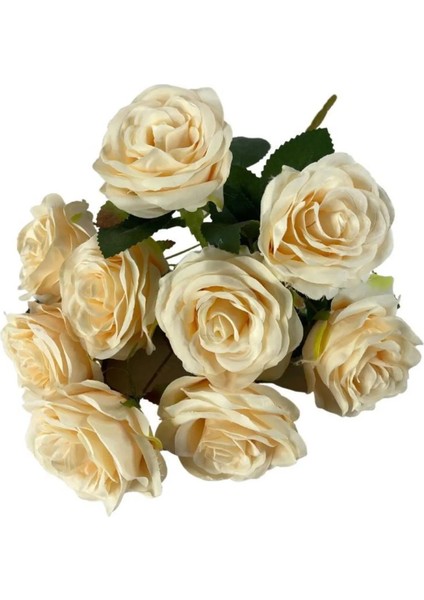 Yapay Çiçek 10 Gül Büyük Boy Demet 40CM Yavruağzı modelleri