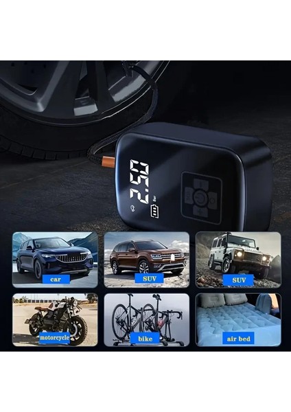 Mini Kablosuz Dijital Taşınabilir Kompresör Araç Lastik Top Şişirme Pompası Hava Kompresörü (4887) modelleri