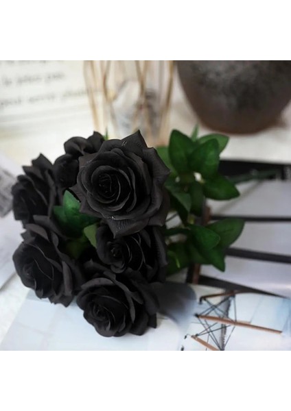 Yapay Kadife Tek Dal Gül Dalı 50 cm Siyah Lüx Ekvator Gül fiyatları