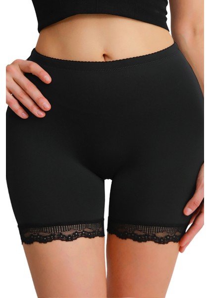 Kadın Siyah Pop Up Kalça Kaldırıcı ve Sekillendirici Dantel Paçalı Şort Külot – Modern ve Şık Tasarım fiyatları
