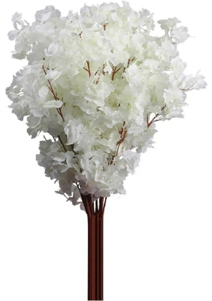 Bahar Dalı Japon Kiraz Çiçeği 90 cm Beyaz Renk Çift Kat 120 Yapraklı