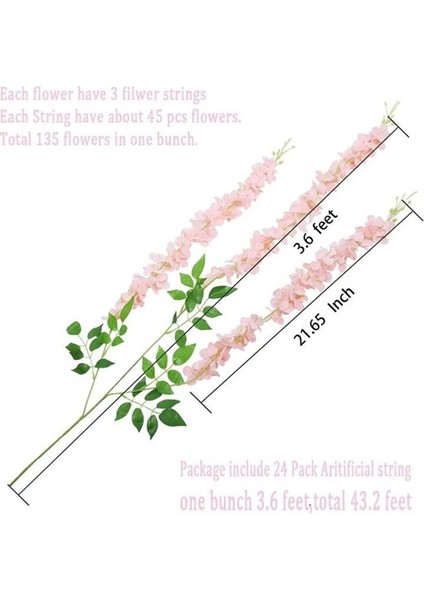 Yapay Sarkan Akasya Çiçeği 100 cm Pembe 12 Li Paket Akasya 12Lİ