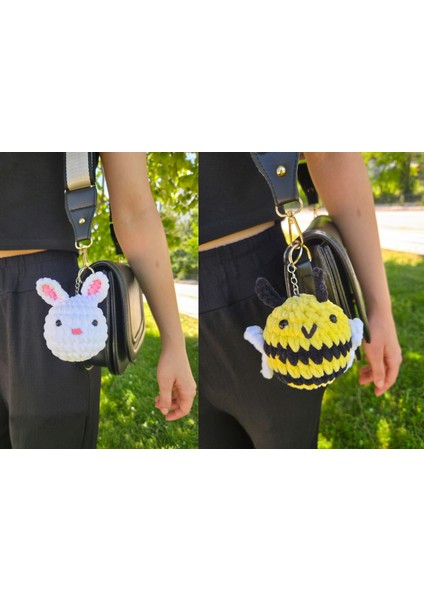 Amigurumi Kiti | Tavşan ve Arı Örgü Seti | Yeni Başlayanlar İçin | Anahtarlık Seçenekli