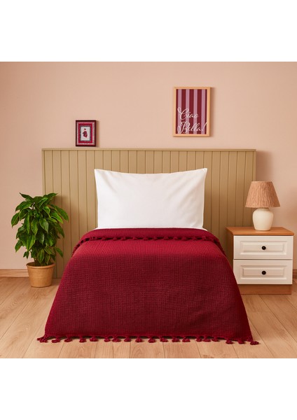 Soft Alora Tek Kişilik Yatak Örtüsü - Kırmızı - 160X230 cm