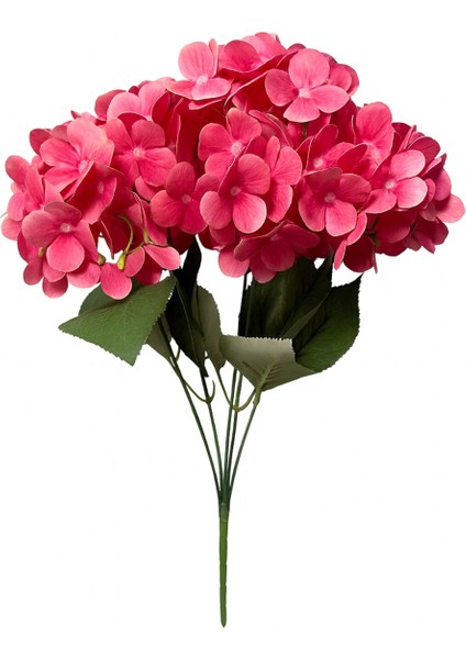 Yapay Lüx 5 Dallı Islak Ortanca Demeti 45 cm Koyu Pembe