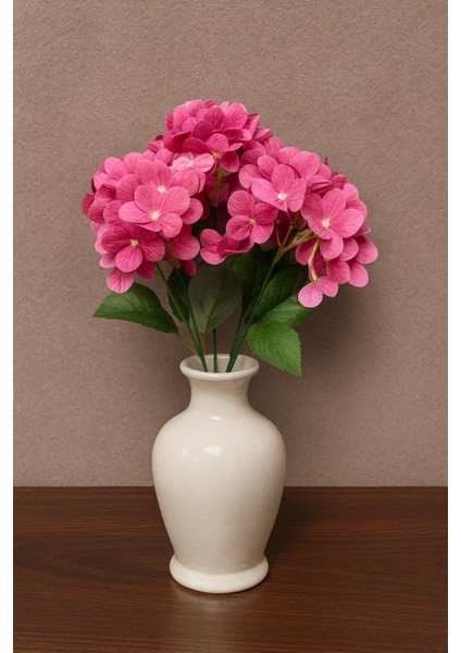 Yapay Lüx 5 Dallı Islak Ortanca Demeti 45 cm Koyu Pembe fiyatları