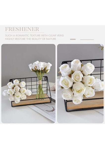 Yapay Çiçekl 12 Adet Gül Tomurcuklu Lüx Gül Buketi Beyaz Renk Gelin Çiçeği Atma Çiçegi