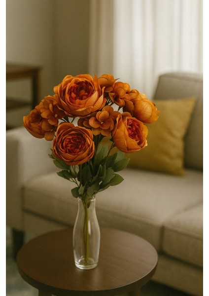 Yapay Çiçek Şakayık Ortancalı Gül Buketi 5li Turuncu modelleri