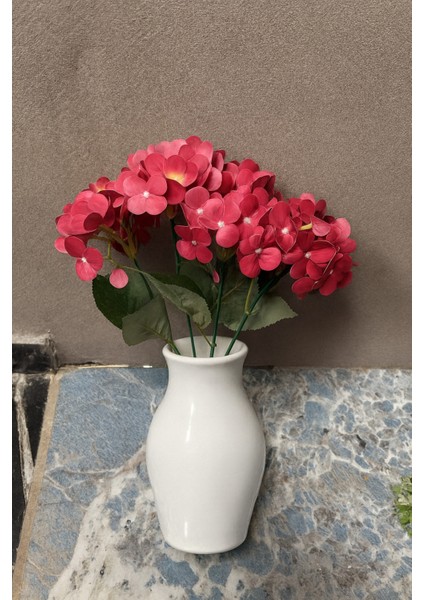 Yapay Lüx 5 Dallı Islak Ortanca Demeti 45 cm Kırmızı modelleri