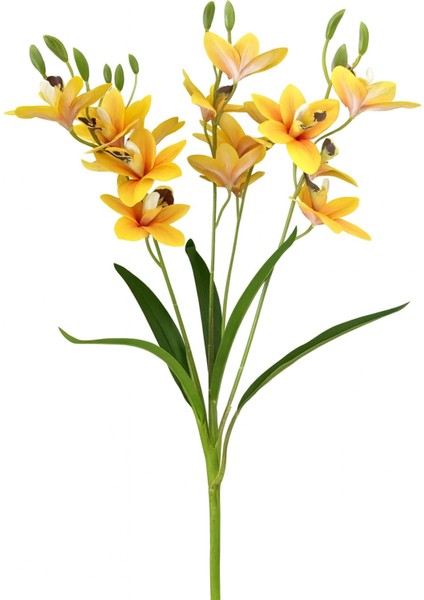 Yapay Çiçek Islak Dokulu Orkide 3 Dal 45 cm Sarı