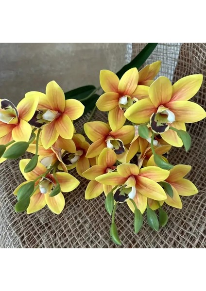 Yapay Çiçek Islak Dokulu Orkide 3 Dal 45 cm Sarı fiyatları
