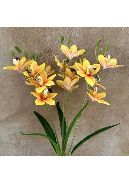 Yapay Çiçek Islak Dokulu Orkide 3 Dal 45 cm Sarı modelleri